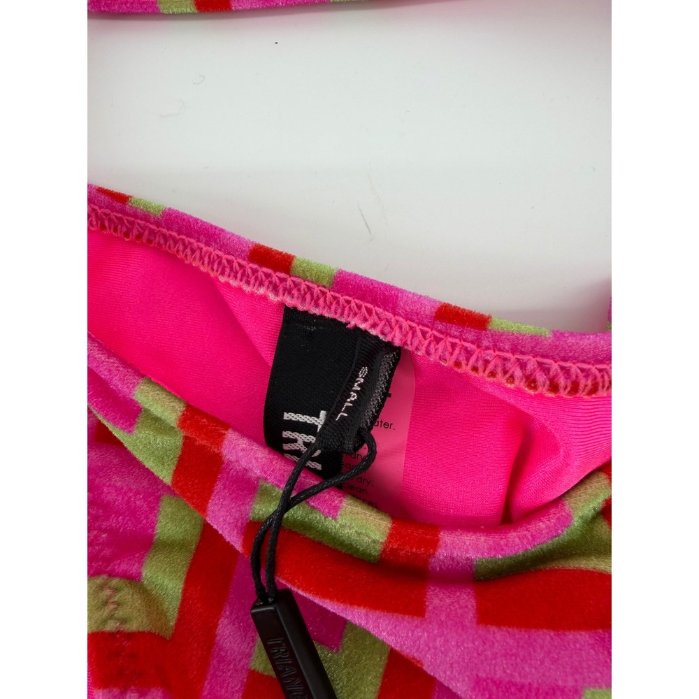 Triangl Pink Geometric Velvet Bikini Set Two Piece Swimsuit Small NWT - Picture 2 of 4
